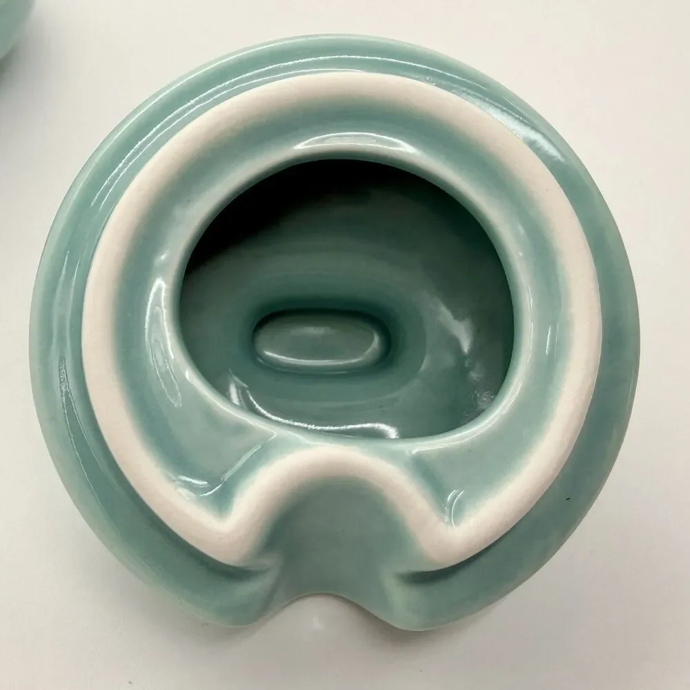 DAYYET Sugar Bowl w/Lid Spoon 10 oz Ceramic Turquoise Aqua Farmhouse Cottagecore